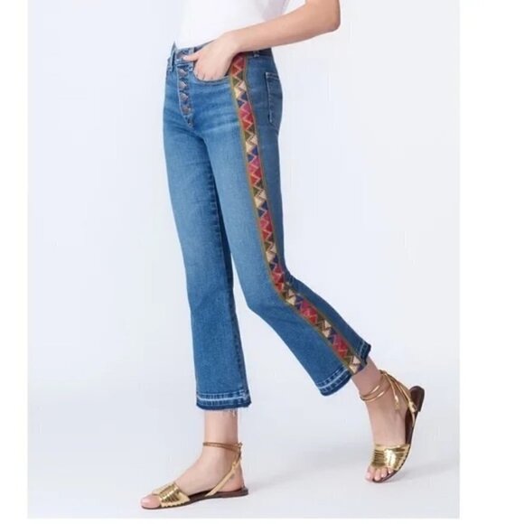 Veronica Beard Carolyn 10" Baby Boot Embroidered Jeans 25 - Picture 1 of 9
